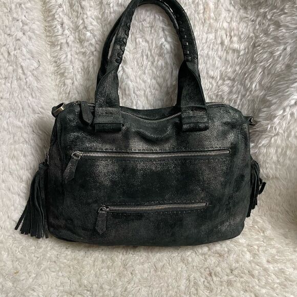 Carla Mancini black metallic silver Medium Satchel bag silver tone hardwares - Picture 9 of 15